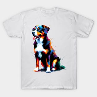 Expressive Appenzeller Sennenhund in Vivid Splash Art Style T-Shirt